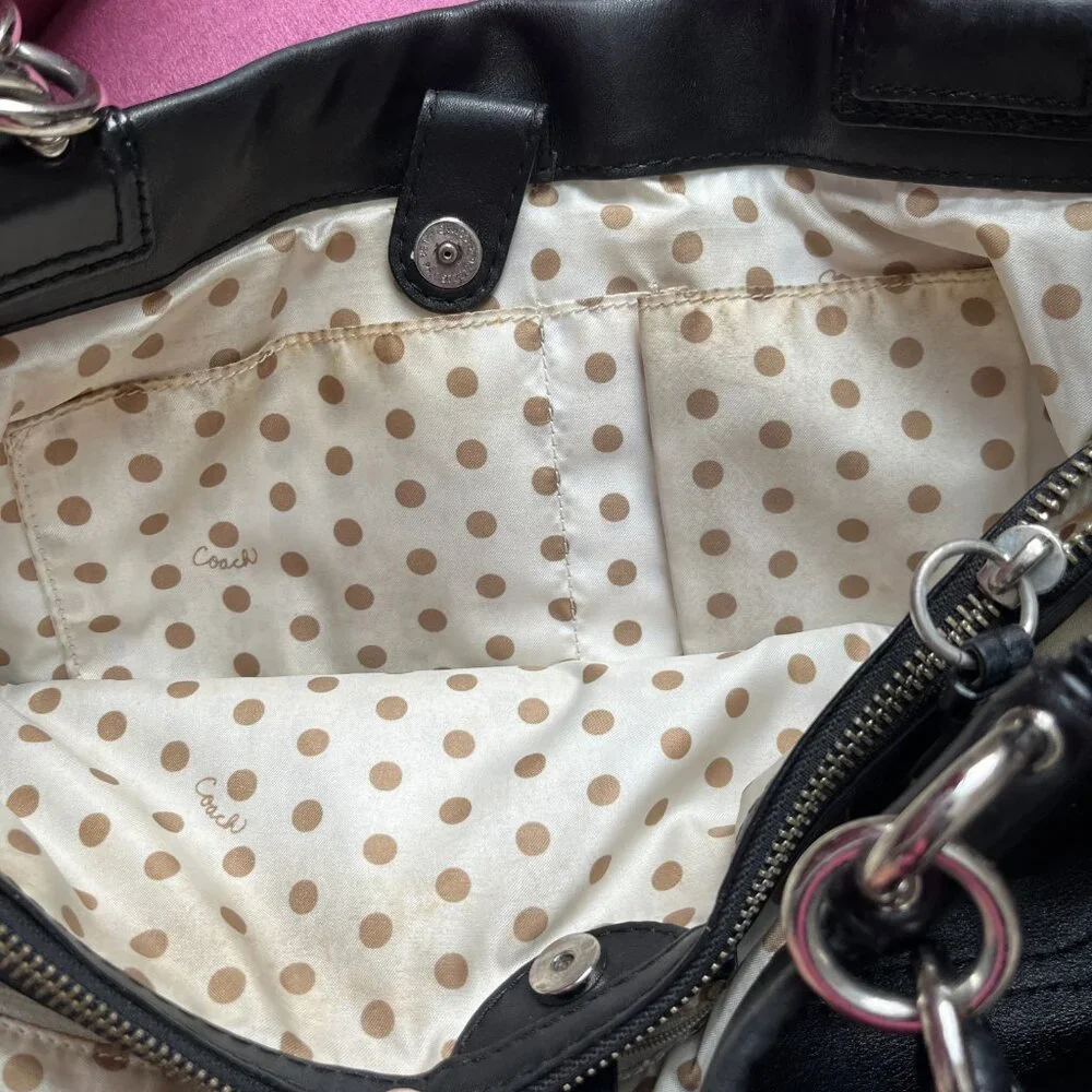 Coach Peyton Large Black Leather Shoulder Bag 14510 - Picture 10 of 14
